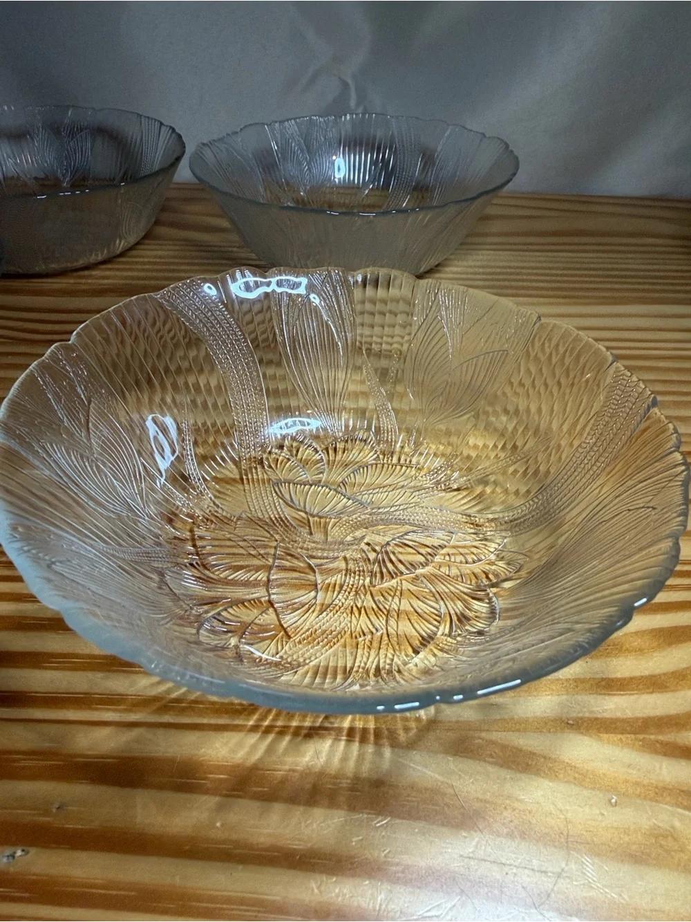Vintage Arcoroc France Canterbury Crocus Glass 6” Salad Bowls Set of 4 MCM